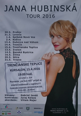 Jana Hubinská Tour 2016