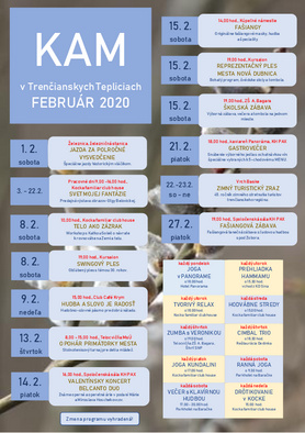 KAM v Trenčianskych Tepliciach - podujatia na február 2020