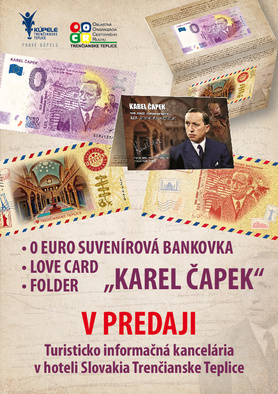 Predaj suvenírovej eurobankovky a Love Card s motívom Karel Čapek